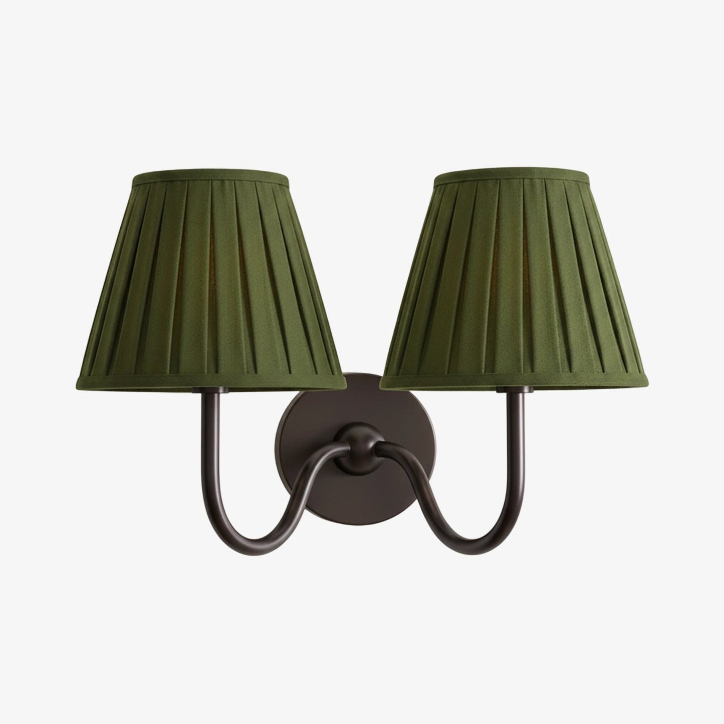 Wall Lamp Traditional with Double Fabric Shade and Curved Arms
