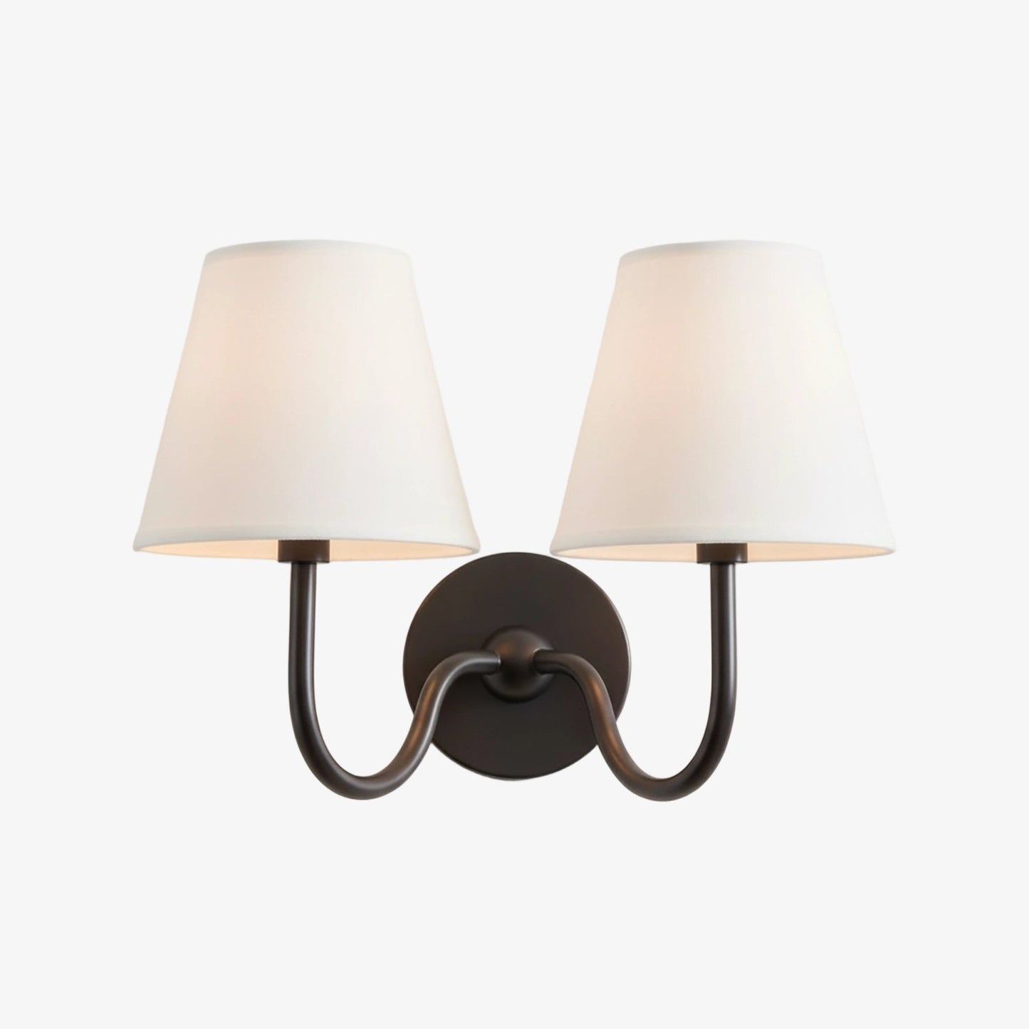 Wall Lamp Traditional with Double Fabric Shade and Curved Arms