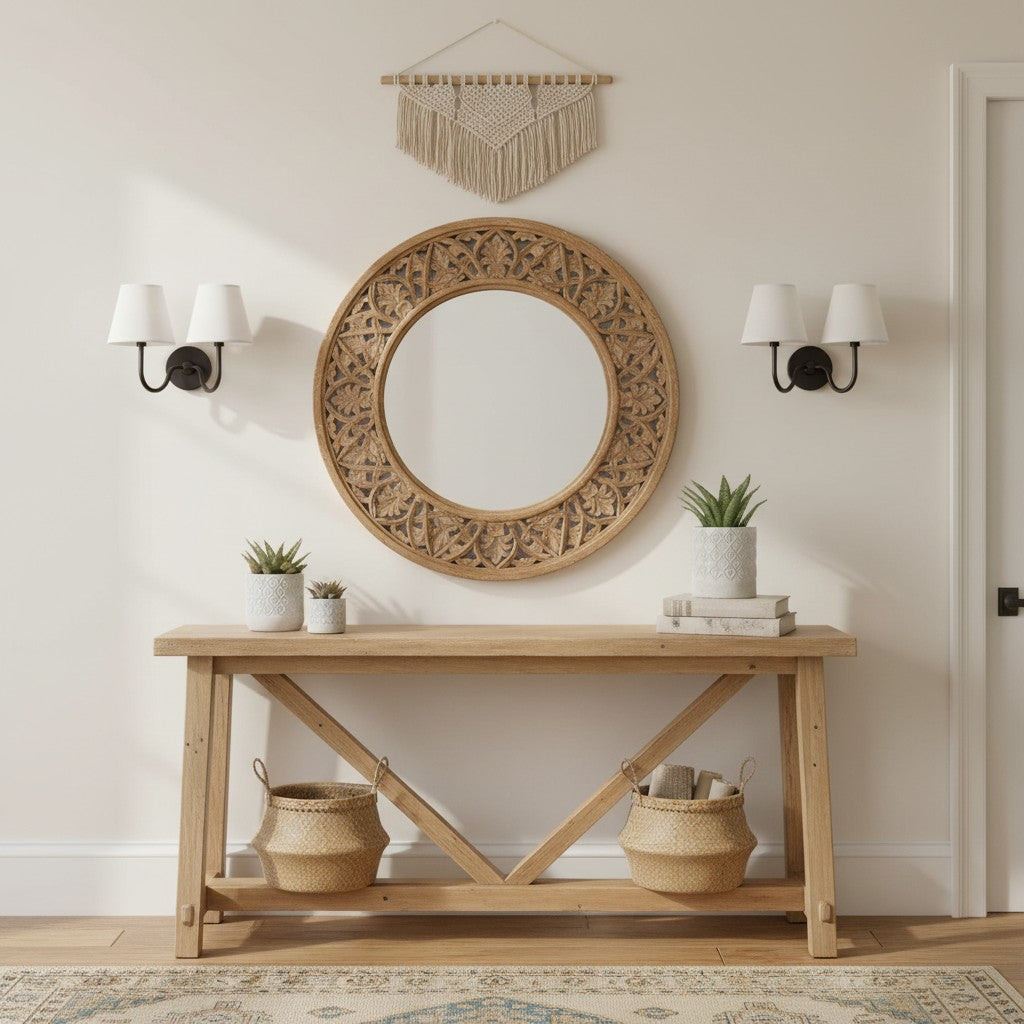 Wall Lamp Traditional with Double Fabric Shade and Curved Arms
