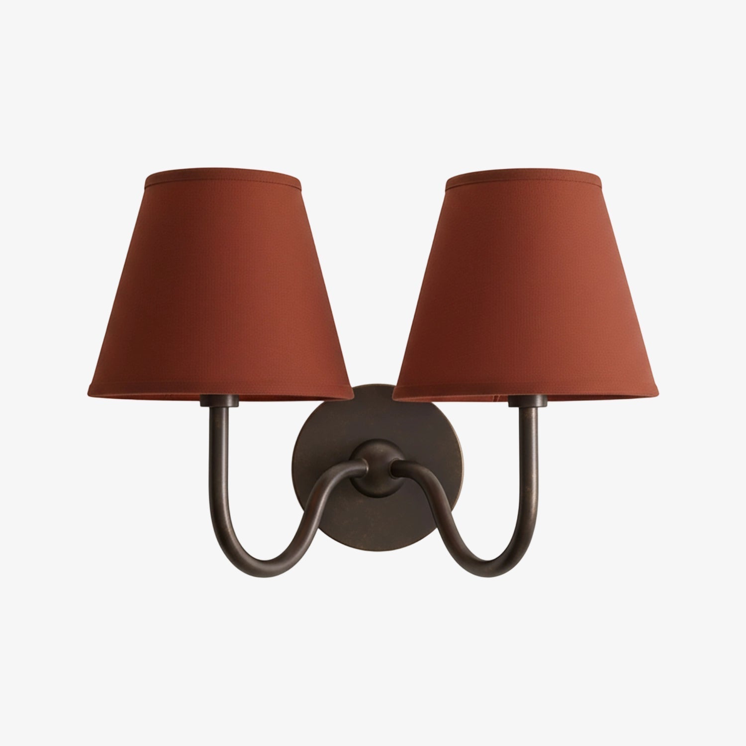 Wall Lamp Traditional with Double Fabric Shade and Curved Arms