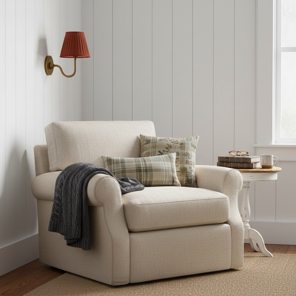 Wall Lamp Traditional with Double Fabric Shade and Curved Arms