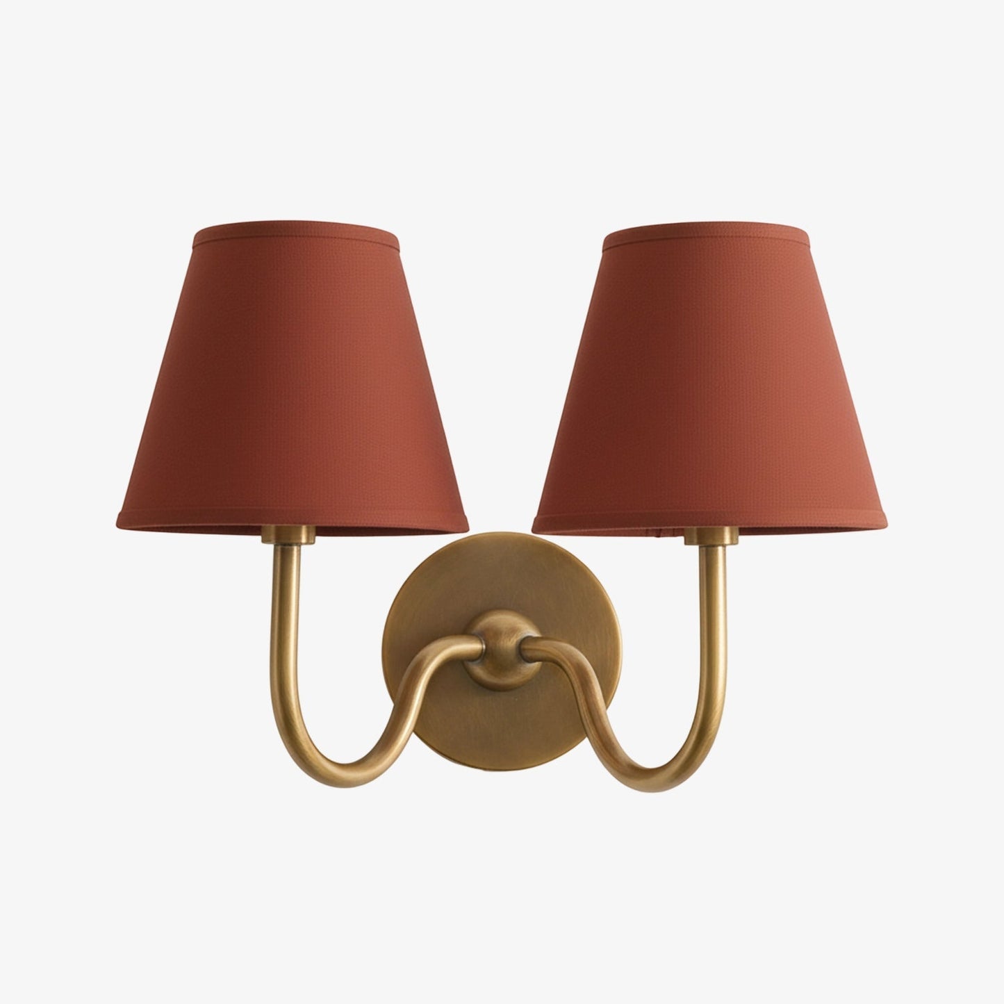 Wall Lamp Traditional with Double Fabric Shade and Curved Arms