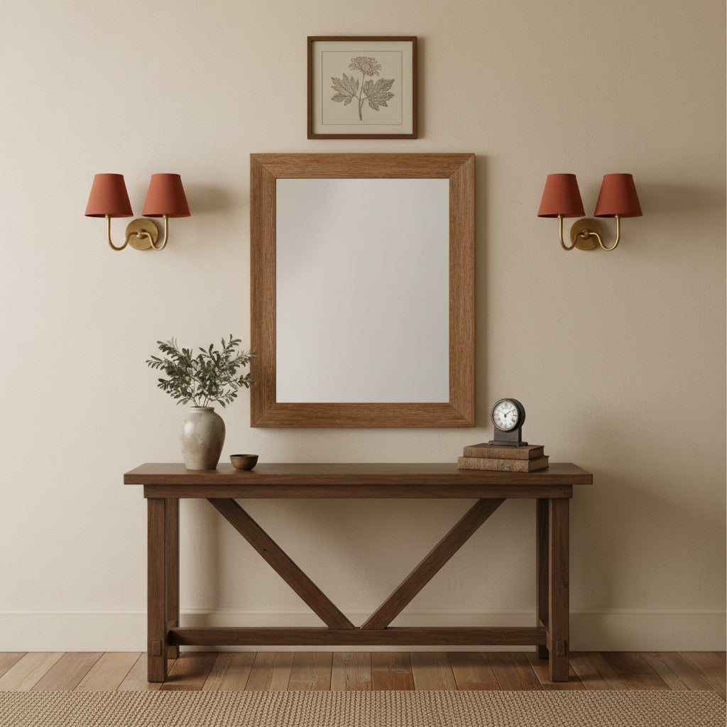 Wall Lamp Traditional with Double Fabric Shade and Curved Arms