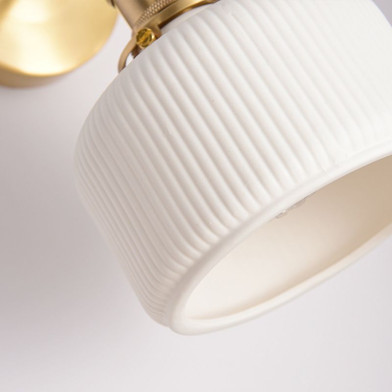 Wall Lamp Vintage Retro with Ceramic Ribbed Shade and Swivel Arm