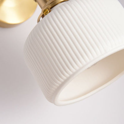 Wall Lamp Vintage Retro with Ceramic Ribbed Shade and Swivel Arm
