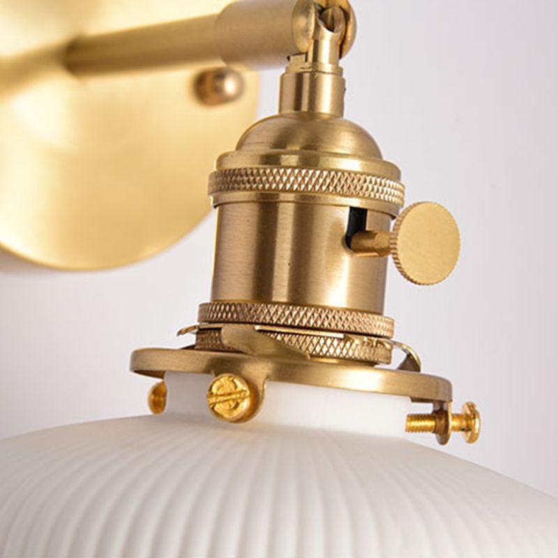 Wall Lamp Vintage Retro with Ceramic Ribbed Shade and Swivel Arm
