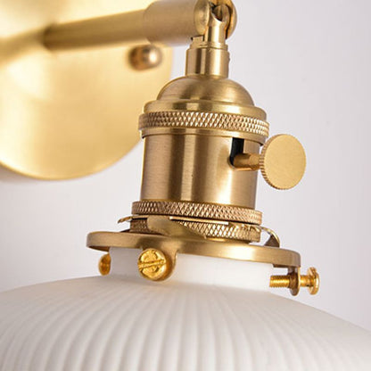 Wall Lamp Vintage Retro with Ceramic Ribbed Shade and Swivel Arm