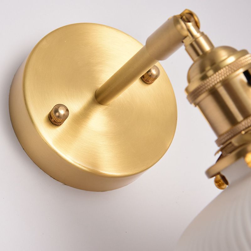 Wall Lamp Vintage Retro with Ceramic Ribbed Shade and Swivel Arm