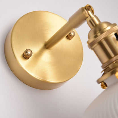 Wall Lamp Vintage Retro with Ceramic Ribbed Shade and Swivel Arm