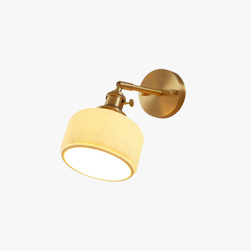 Wall Lamp Vintage Retro with Ceramic Ribbed Shade and Swivel Arm