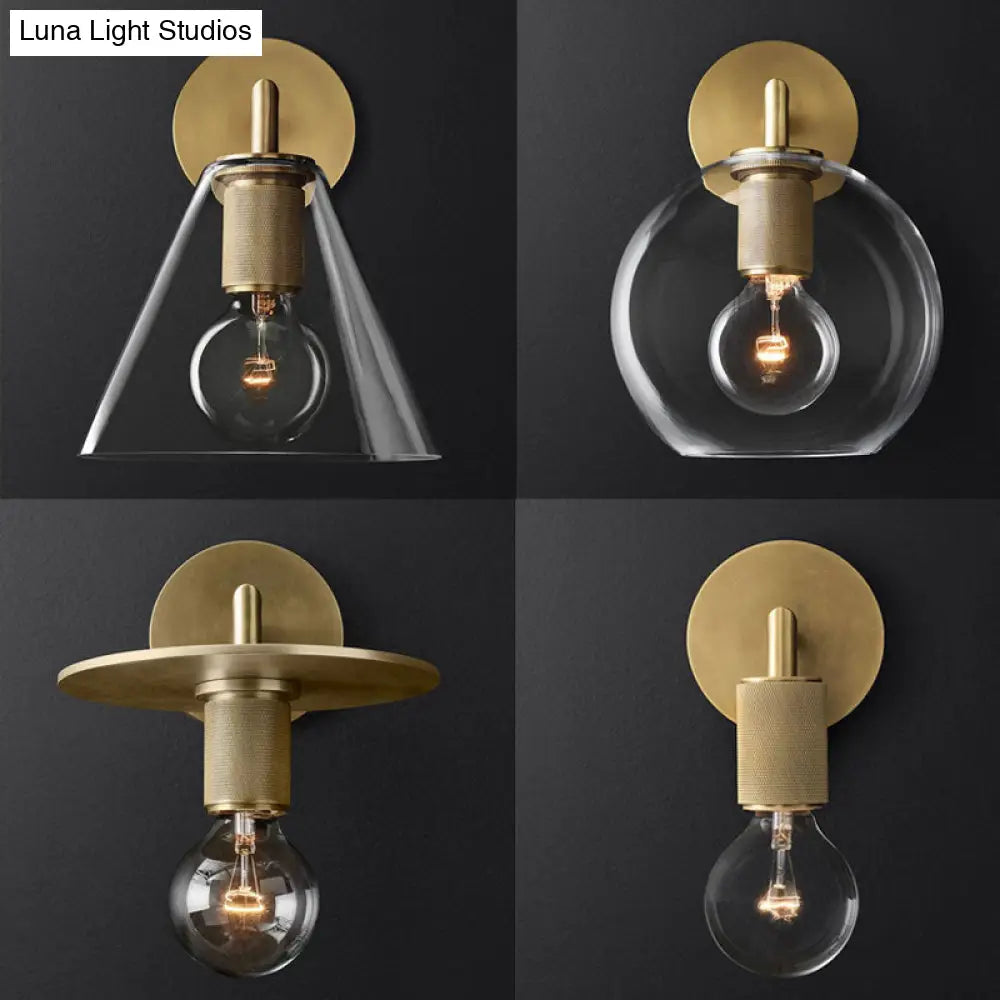Wall Lamp with Knurled Socket and Glass Shade Options