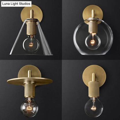 Wall Lamp with Knurled Socket and Glass Shade Options