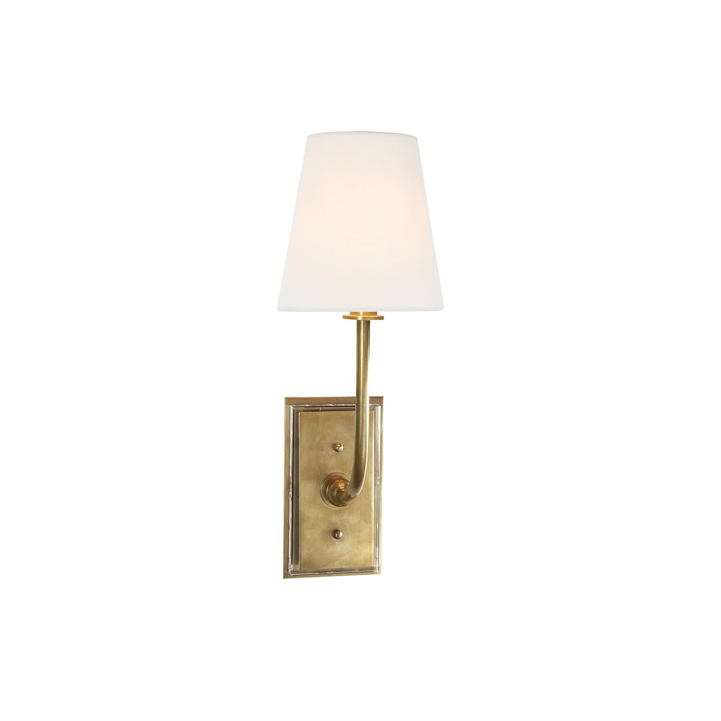 Wall Sconce Classic Art Deco with Fabric Shade and Curved Arm
