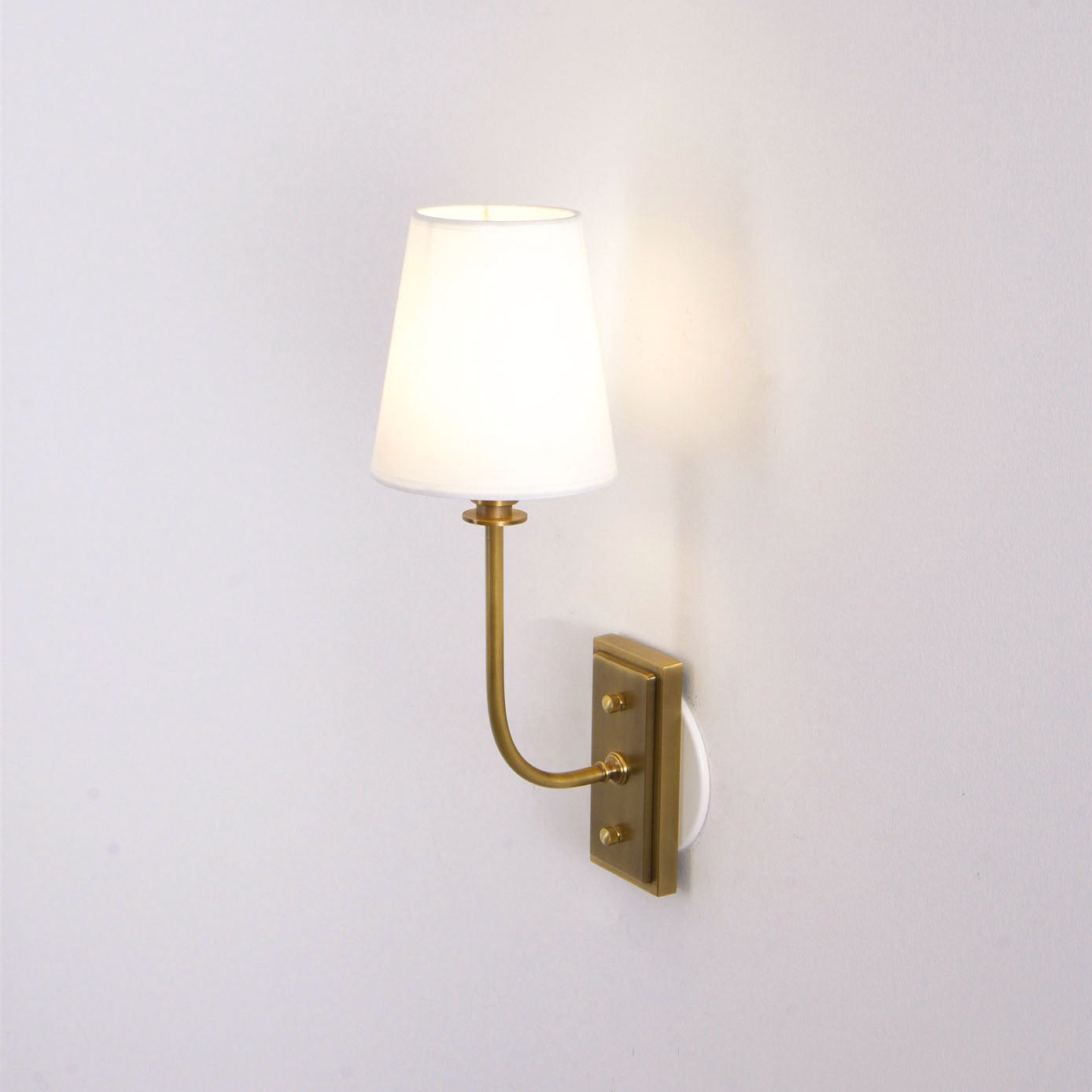 Wall Sconce Classic Art Deco with Fabric Shade and Curved Arm