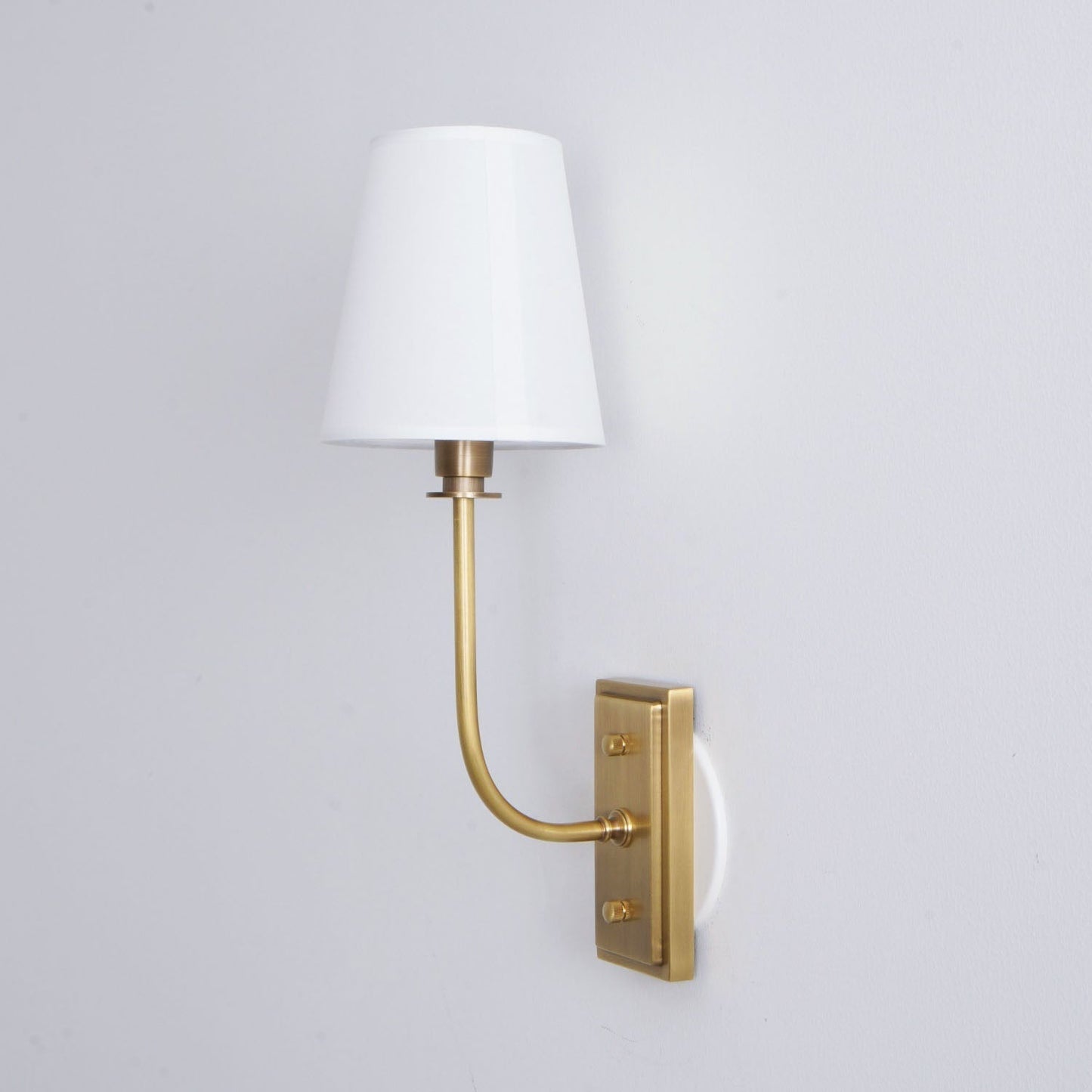 Wall Sconce Classic Art Deco with Fabric Shade and Curved Arm