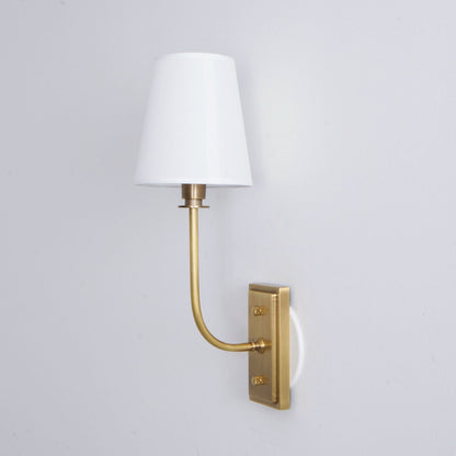 Wall Sconce Classic Art Deco with Fabric Shade and Curved Arm