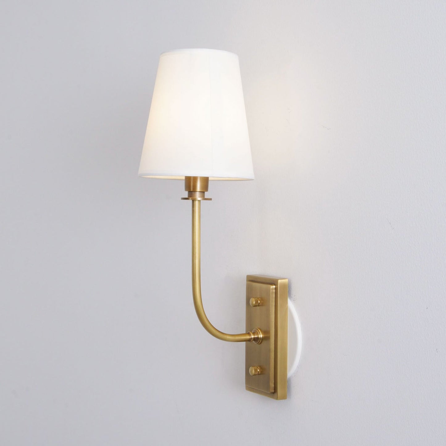 Wall Sconce Classic Art Deco with Fabric Shade and Curved Arm