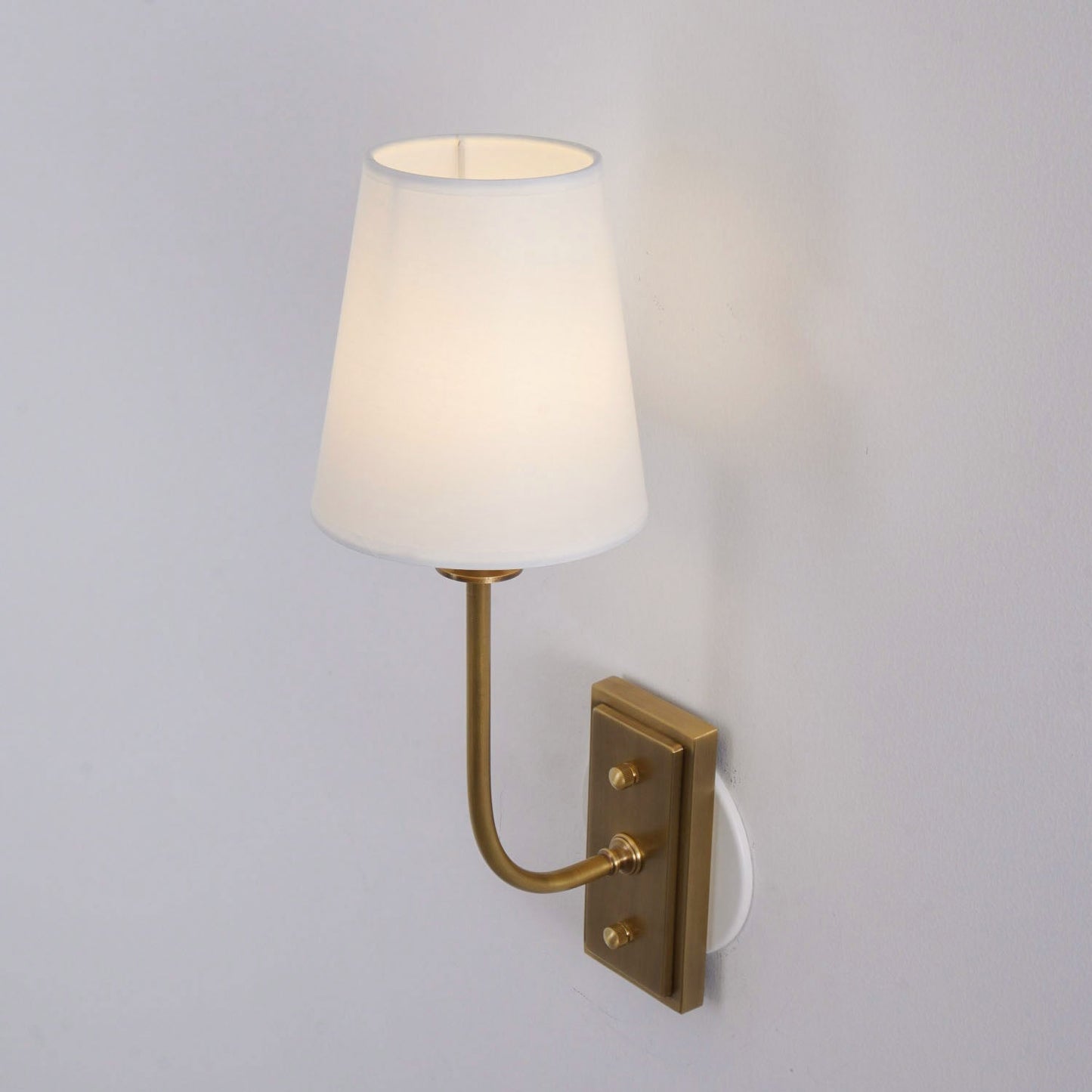 Wall Sconce Classic Art Deco with Fabric Shade and Curved Arm