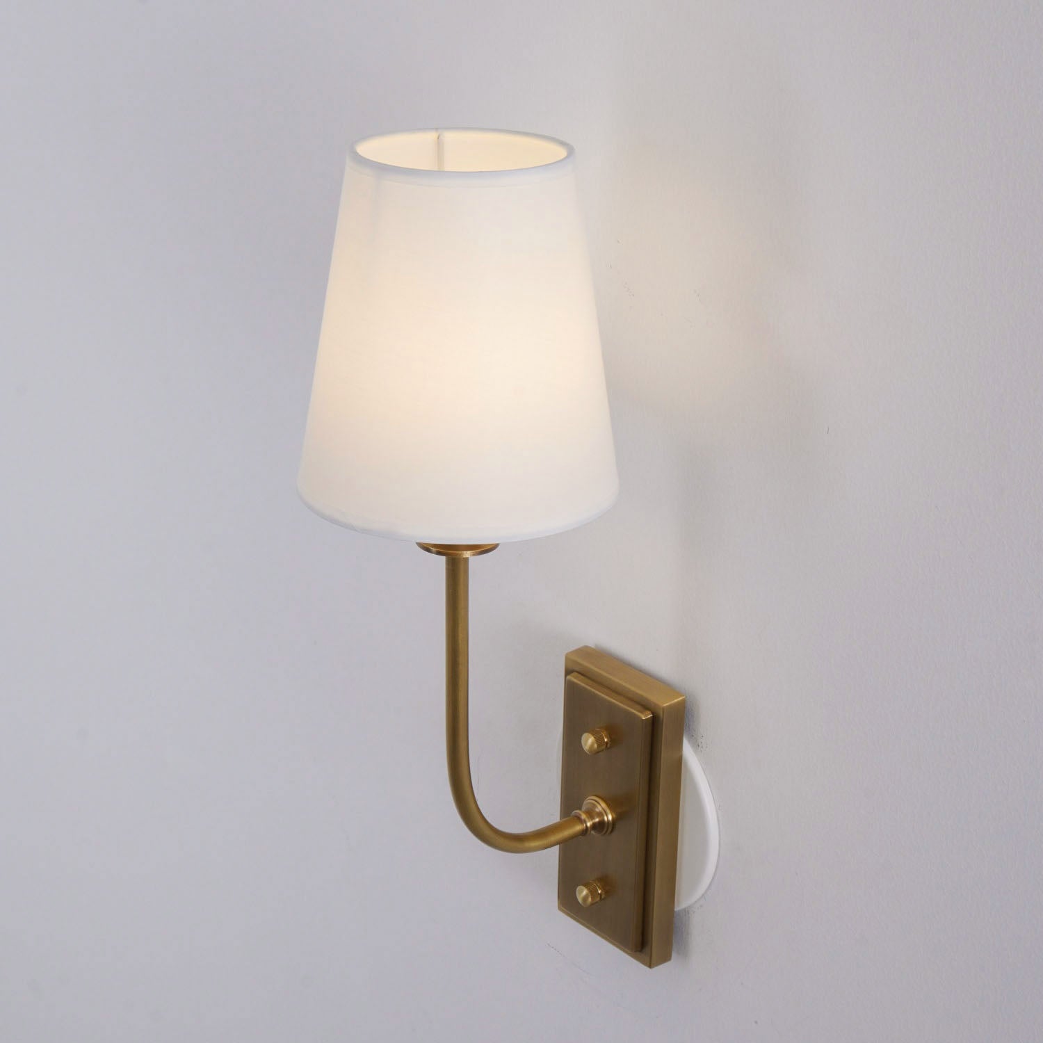 Wall Sconce Classic Art Deco with Fabric Shade and Curved Arm