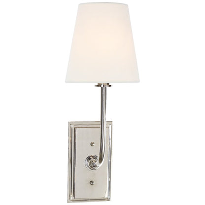Wall Sconce Classic Art Deco with Fabric Shade and Curved Arm
