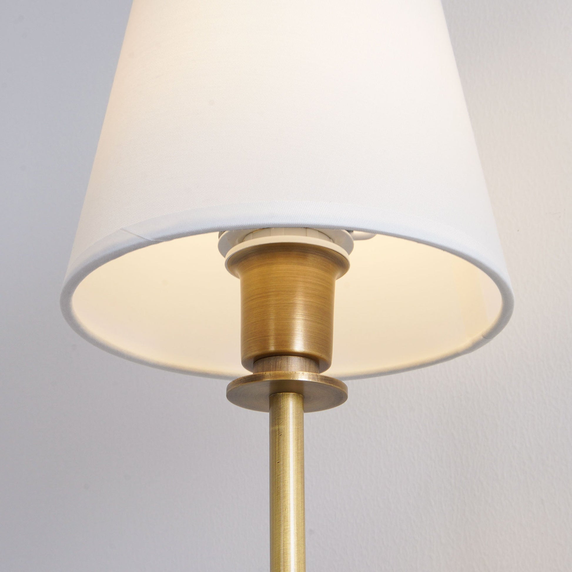 Wall Sconce Classic Art Deco with Fabric Shade and Curved Arm
