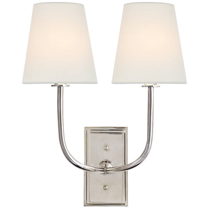 Wall Sconce Classic Art Deco with Fabric Shade and Curved Arm