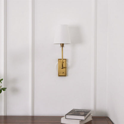 Wall Sconce Classic Art Deco with Fabric Shade and Curved Arm