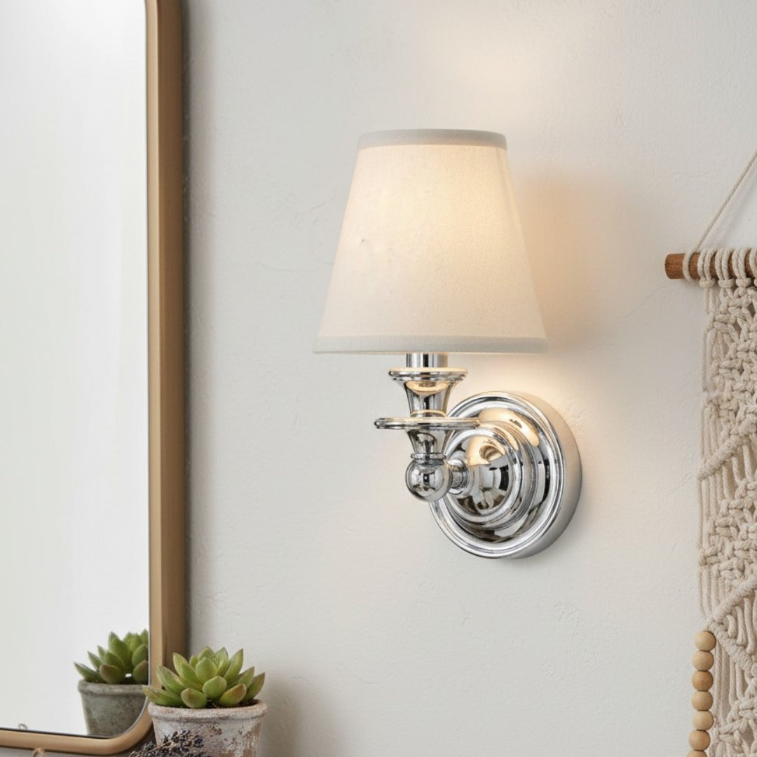 Wall Sconce Classic with Fabric Shade and Candle-Style Arm