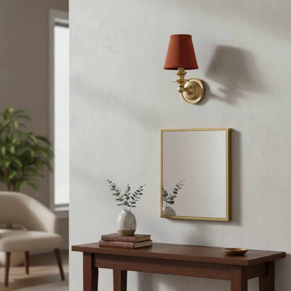 Wall Sconce Classic with Fabric Shade and Candle-Style Arm