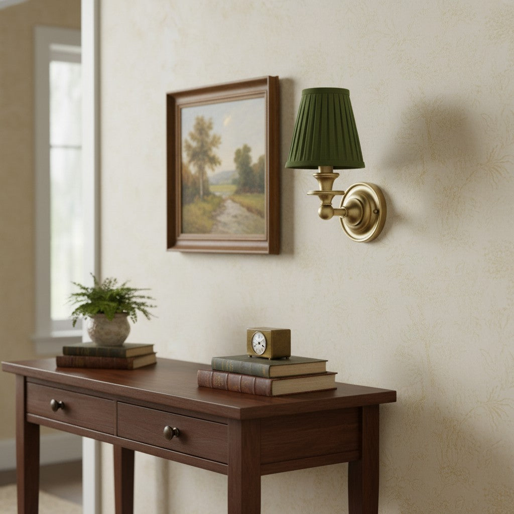 Wall Sconce Classic with Fabric Shade and Candle-Style Arm