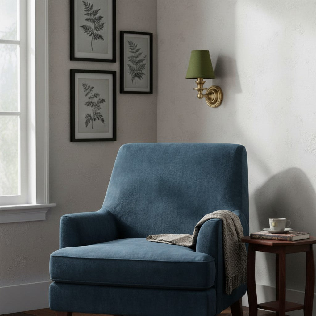 Wall Sconce Classic with Fabric Shade and Candle-Style Arm