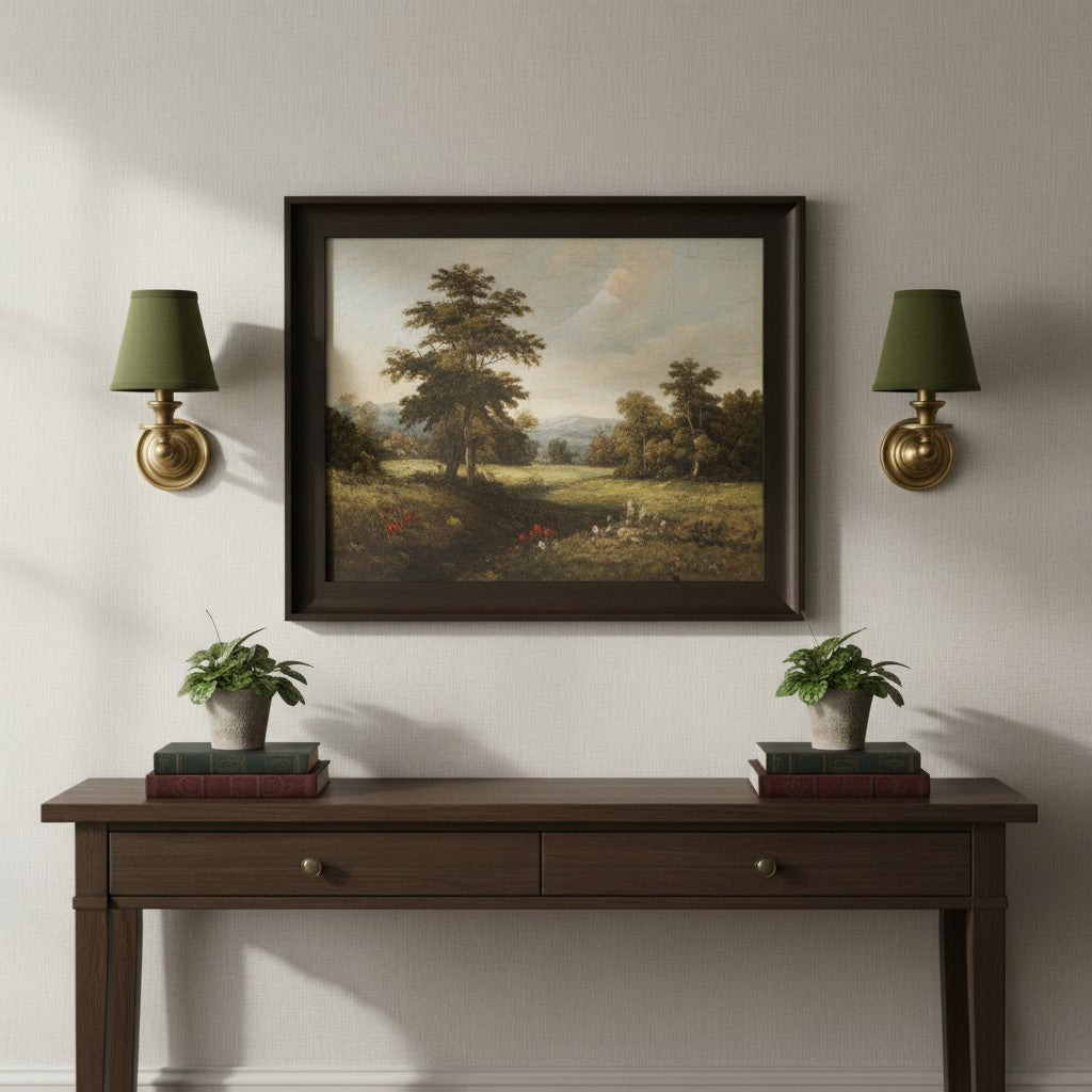 Wall Sconce Classic with Fabric Shade and Candle-Style Arm