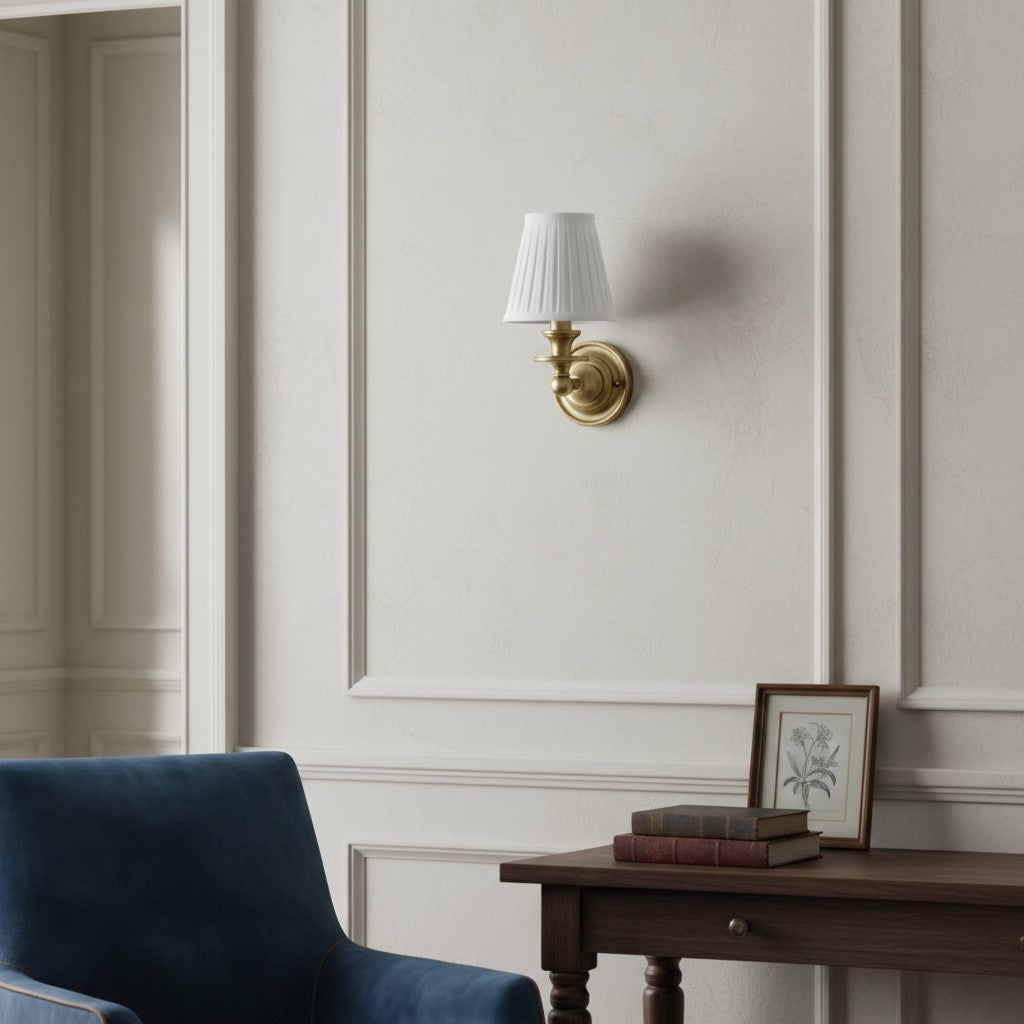 Wall Sconce Classic with Fabric Shade and Candle-Style Arm