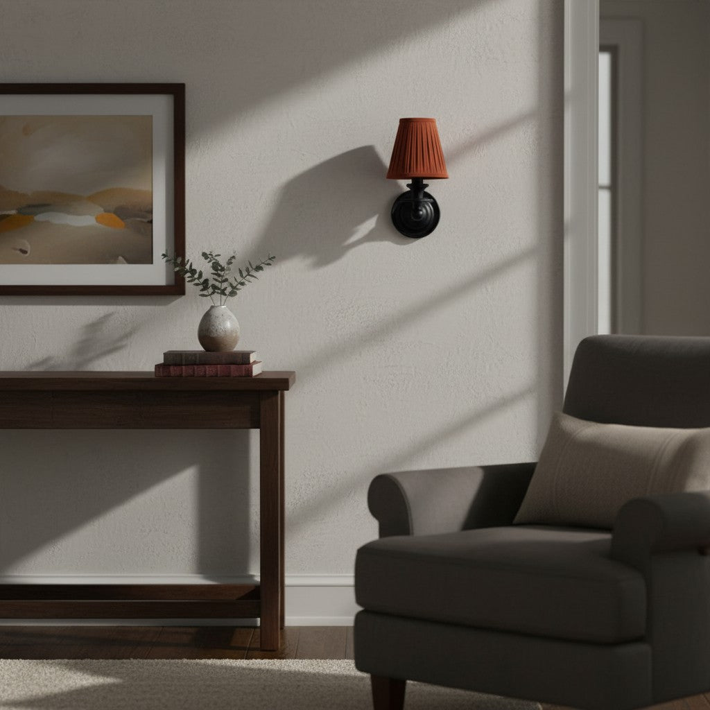 Wall Sconce Classic with Fabric Shade and Candle-Style Arm