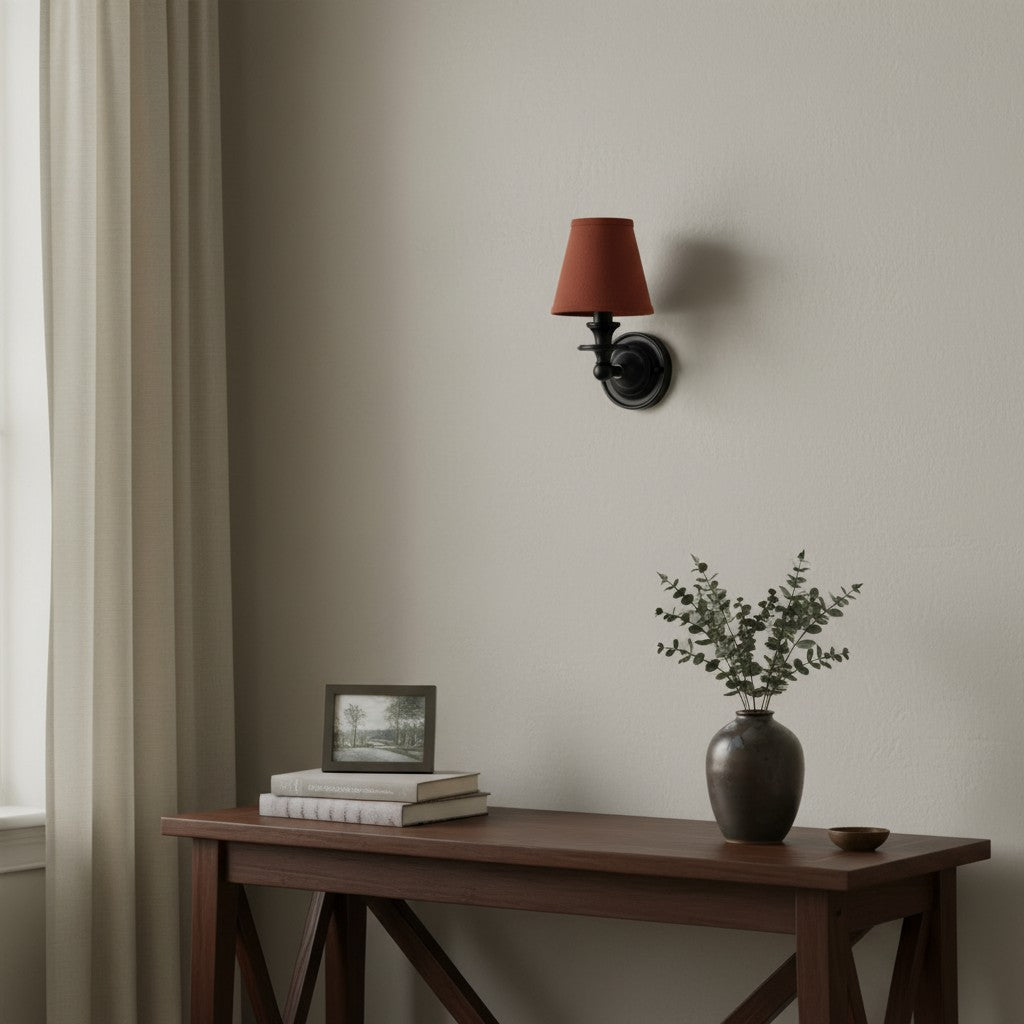 Wall Sconce Classic with Fabric Shade and Candle-Style Arm