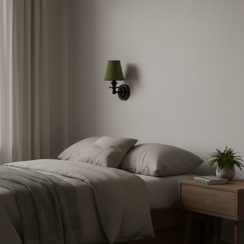 Wall Sconce Classic with Fabric Shade and Candle-Style Arm