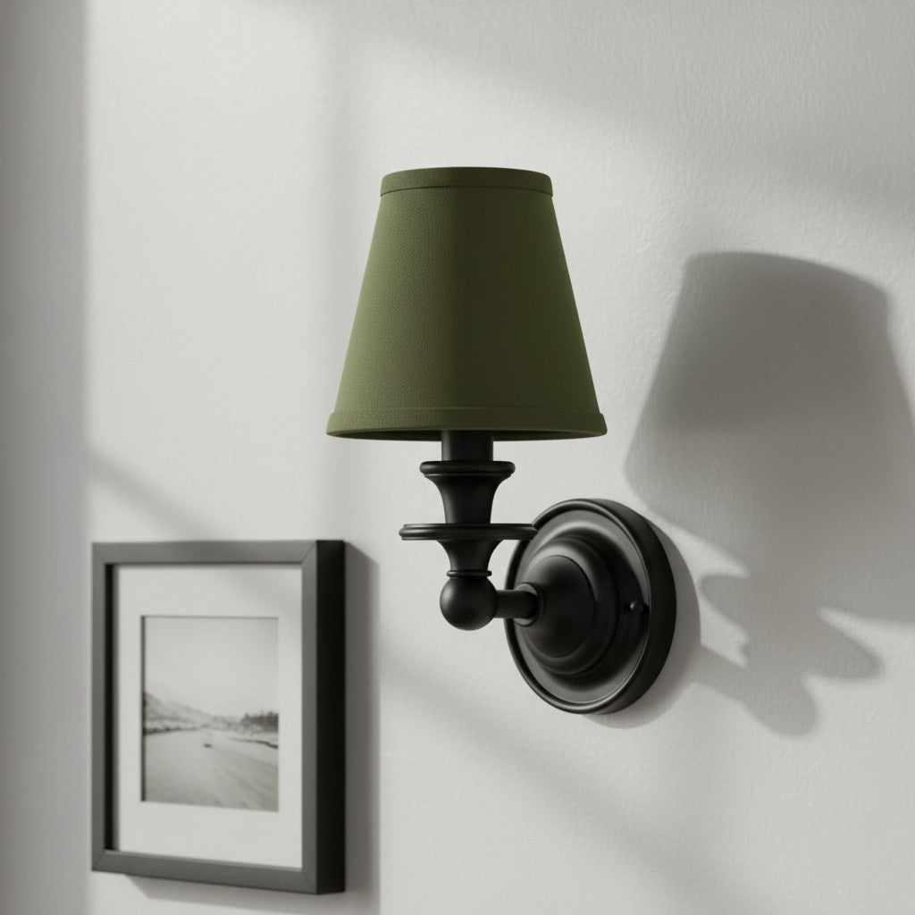 Wall Sconce Classic with Fabric Shade and Candle-Style Arm
