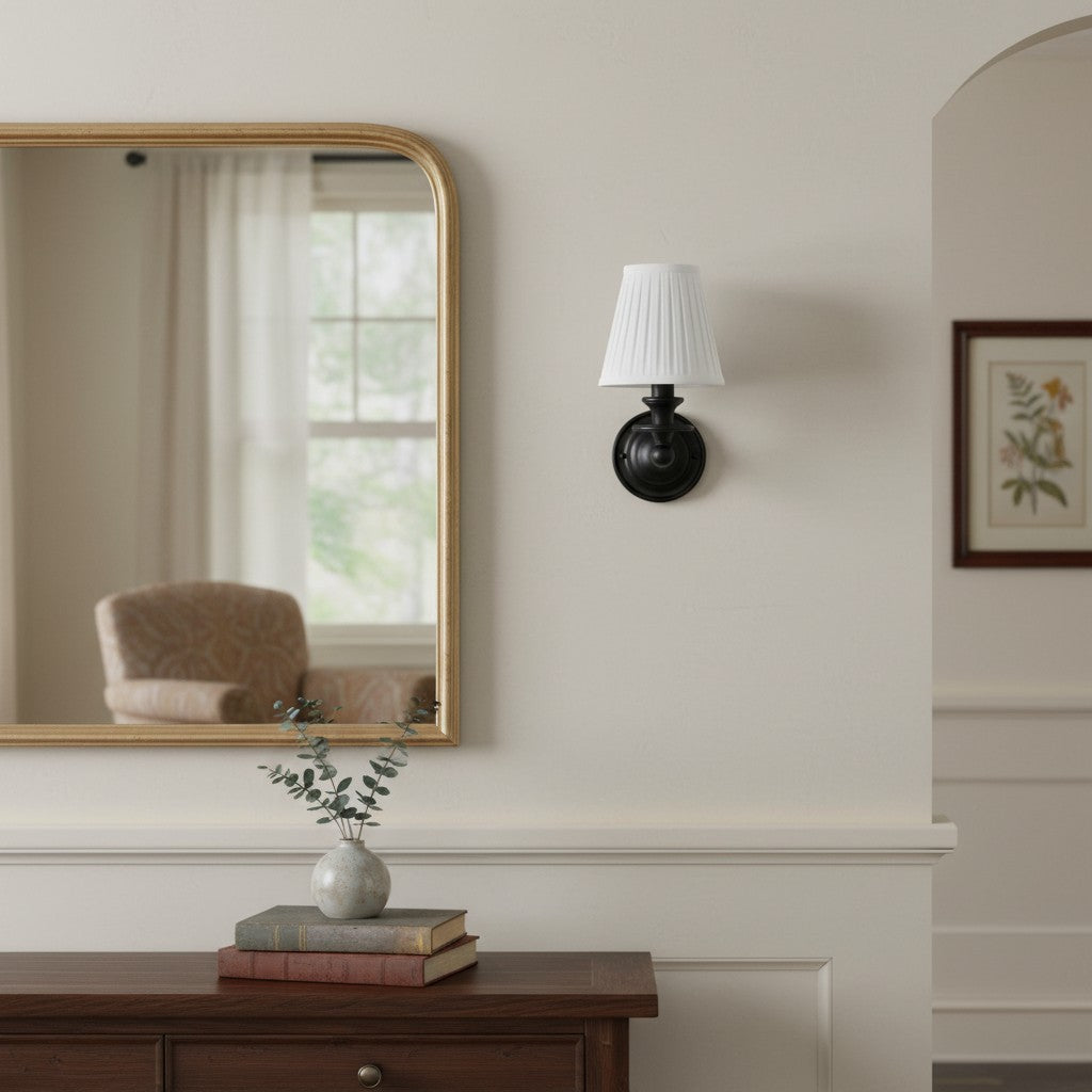 Wall Sconce Classic with Fabric Shade and Candle-Style Arm