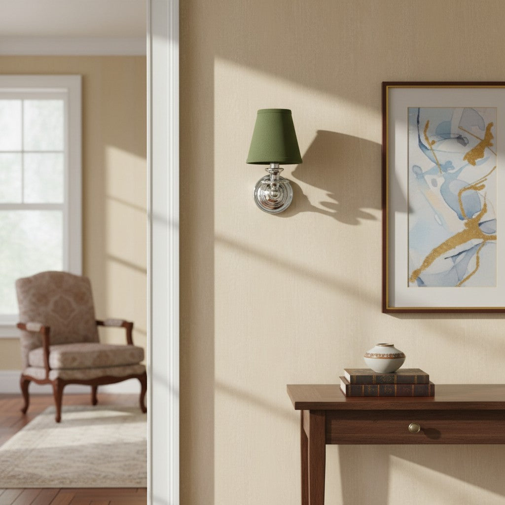 Wall Sconce Classic with Fabric Shade and Candle-Style Arm