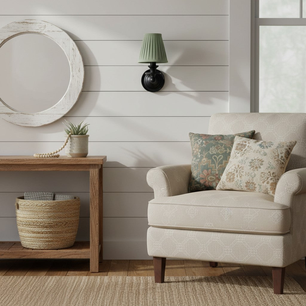 Wall Sconce Classic with Fabric Shade and Candle-Style Arm