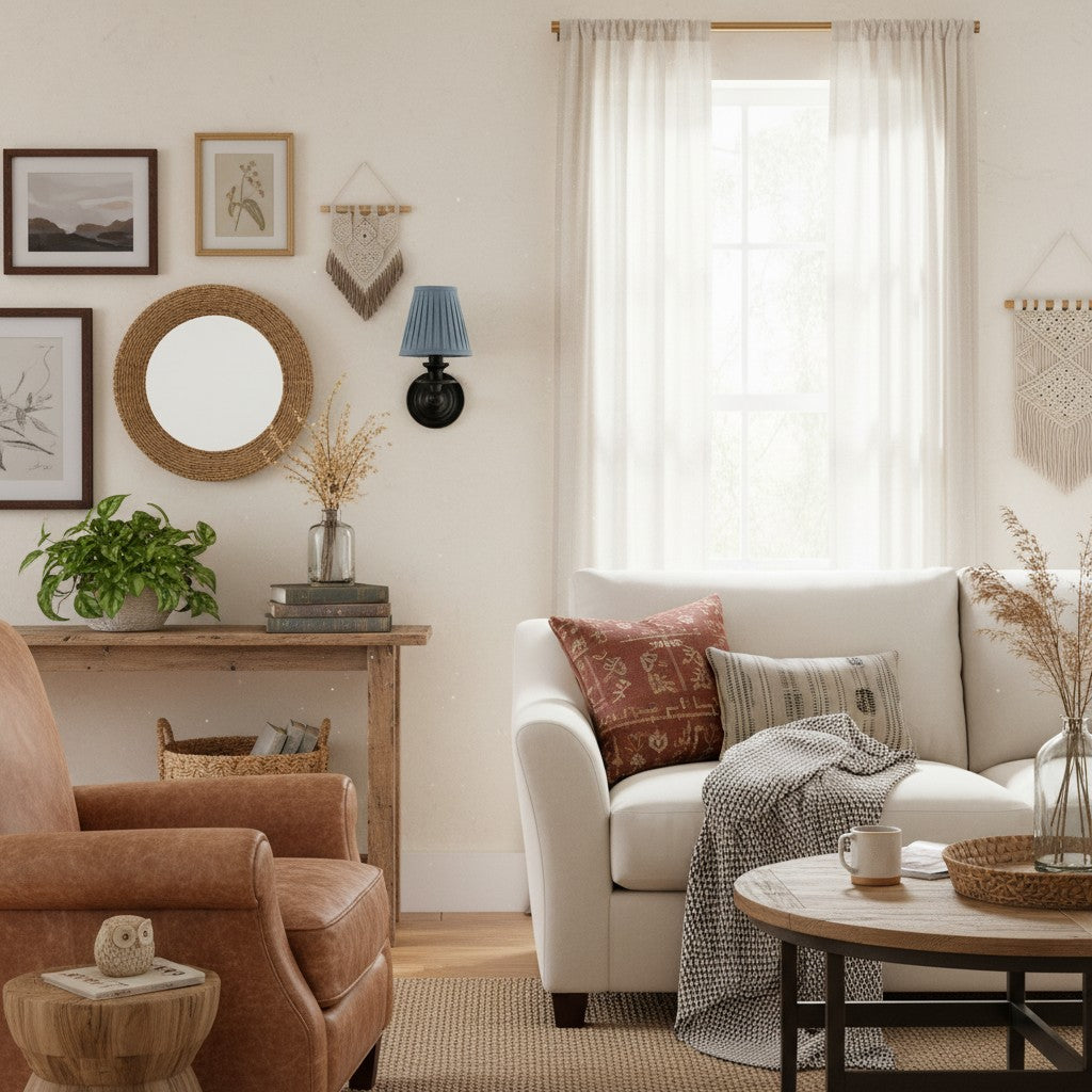 Wall Sconce Classic with Fabric Shade and Candle-Style Arm