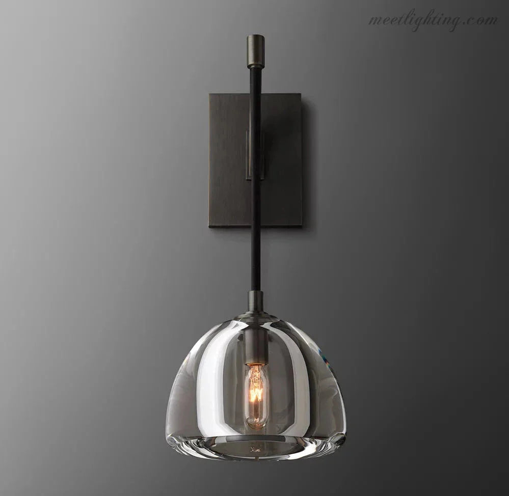 Wall Sconce Modern with Clear Glass Dome Shade and Arched Arm