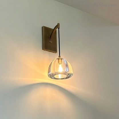 Wall Sconce Modern with Clear Glass Dome Shade and Arched Arm