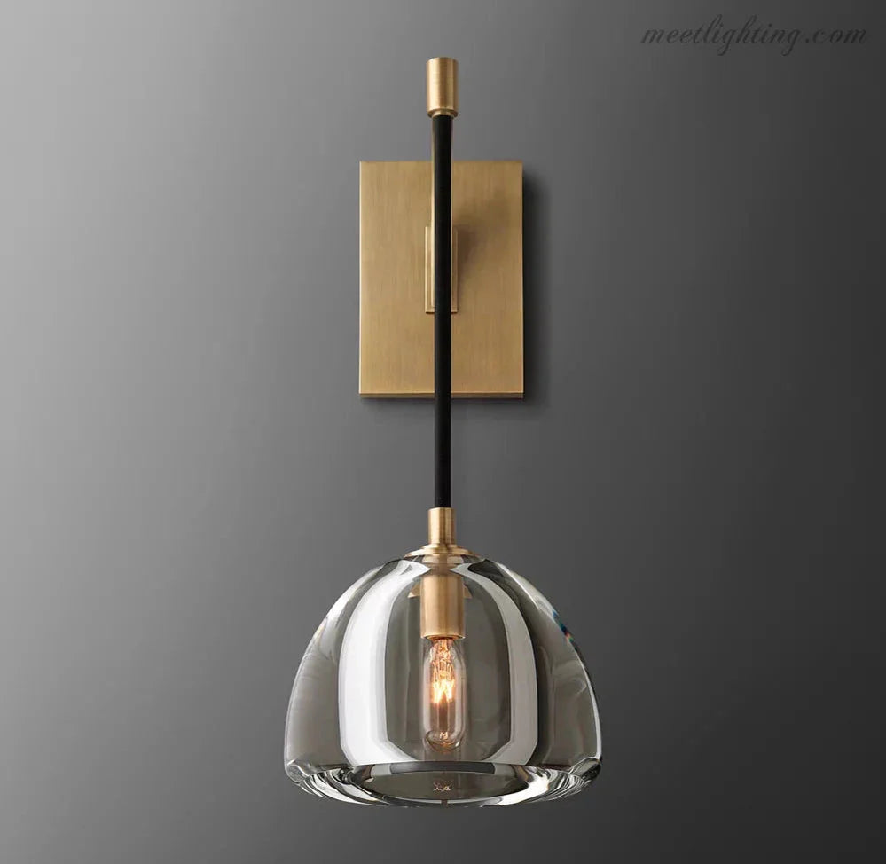 Wall Sconce Modern with Clear Glass Dome Shade and Arched Arm