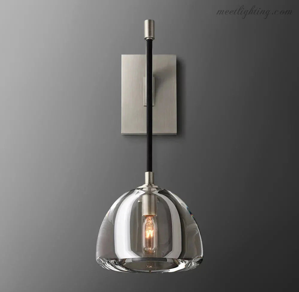 Wall Sconce Modern with Clear Glass Dome Shade and Arched Arm
