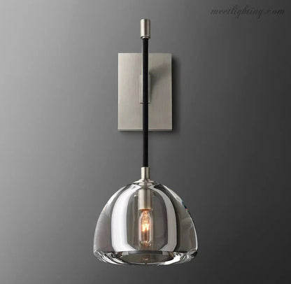 Wall Sconce Modern with Clear Glass Dome Shade and Arched Arm