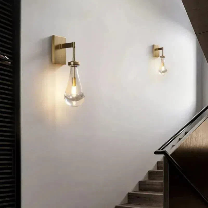 Wall Sconce Modern with Teardrop Glass Shade and Hardwired E12 Fitting