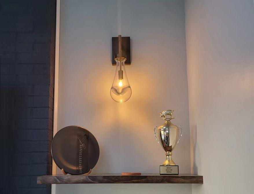 Wall Sconce Modern with Teardrop Glass Shade and Hardwired E12 Fitting