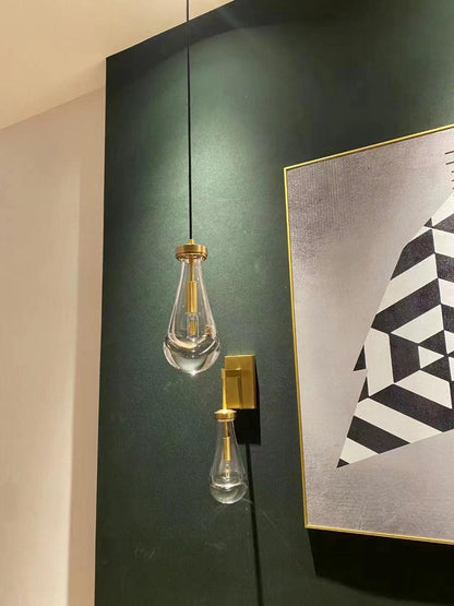 Wall Sconce Modern with Teardrop Glass Shade and Hardwired E12 Fitting