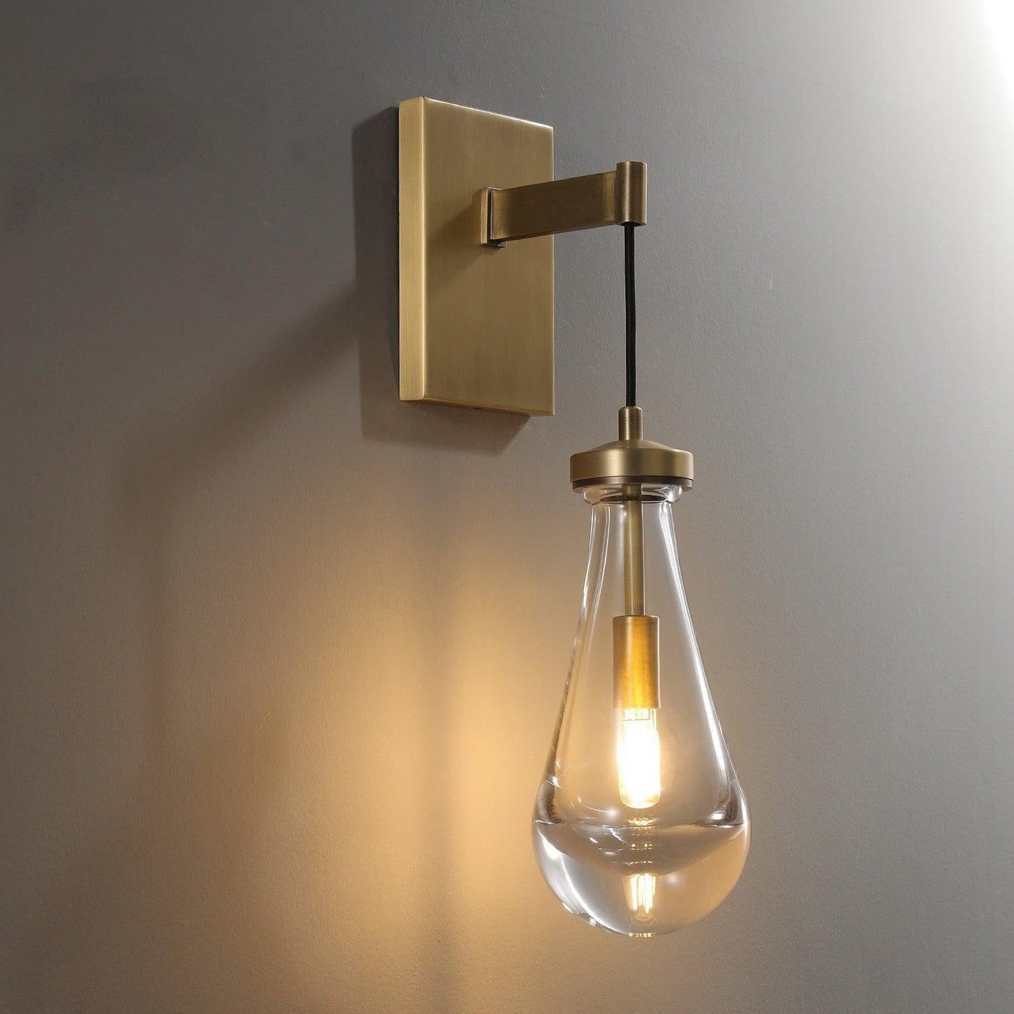 Wall Sconce Modern with Teardrop Glass Shade and Hardwired E12 Fitting